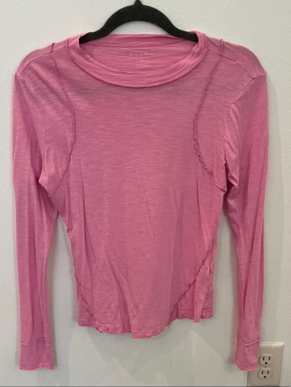 Pilcro Pink Long-Sleeve Crewneck Top